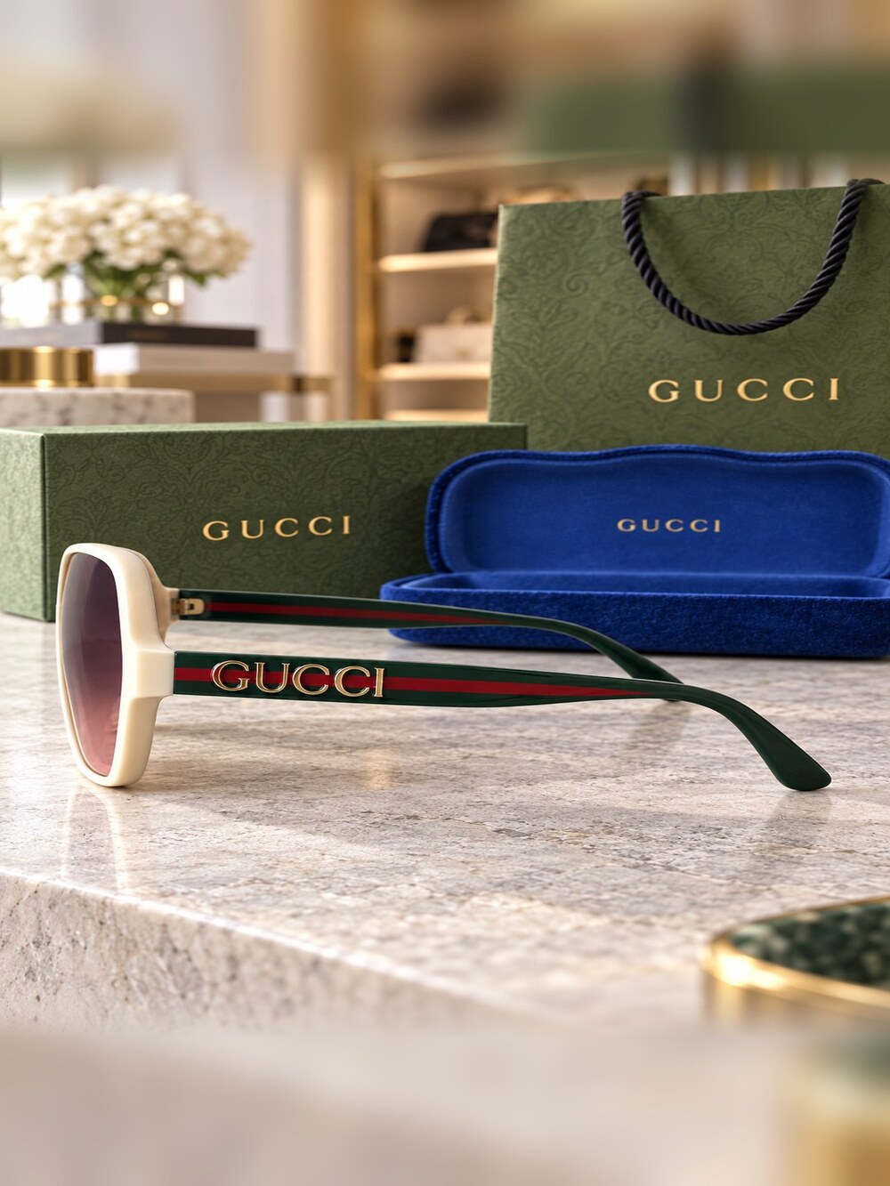 Gucci Ivory Purple Gradient Sunglasses - Picture 3 of 6